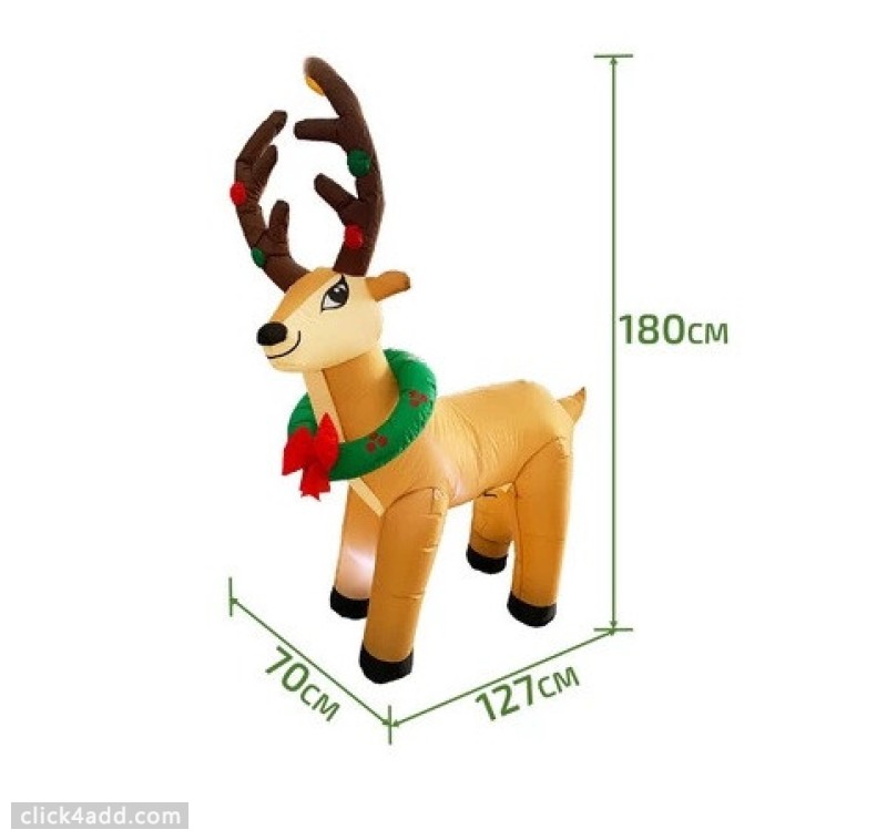 CHRISTMAS REINDEER & Wreath Led Lights 1.8m Inflatable Part No.: SCR1.8 Code 26