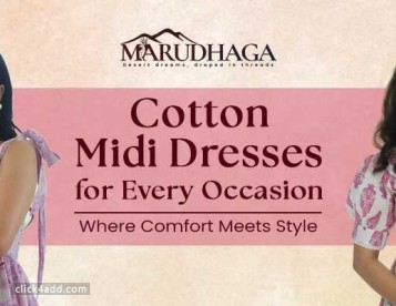 Stylish Cotton Midi Dress for Women – Soft & Elegant